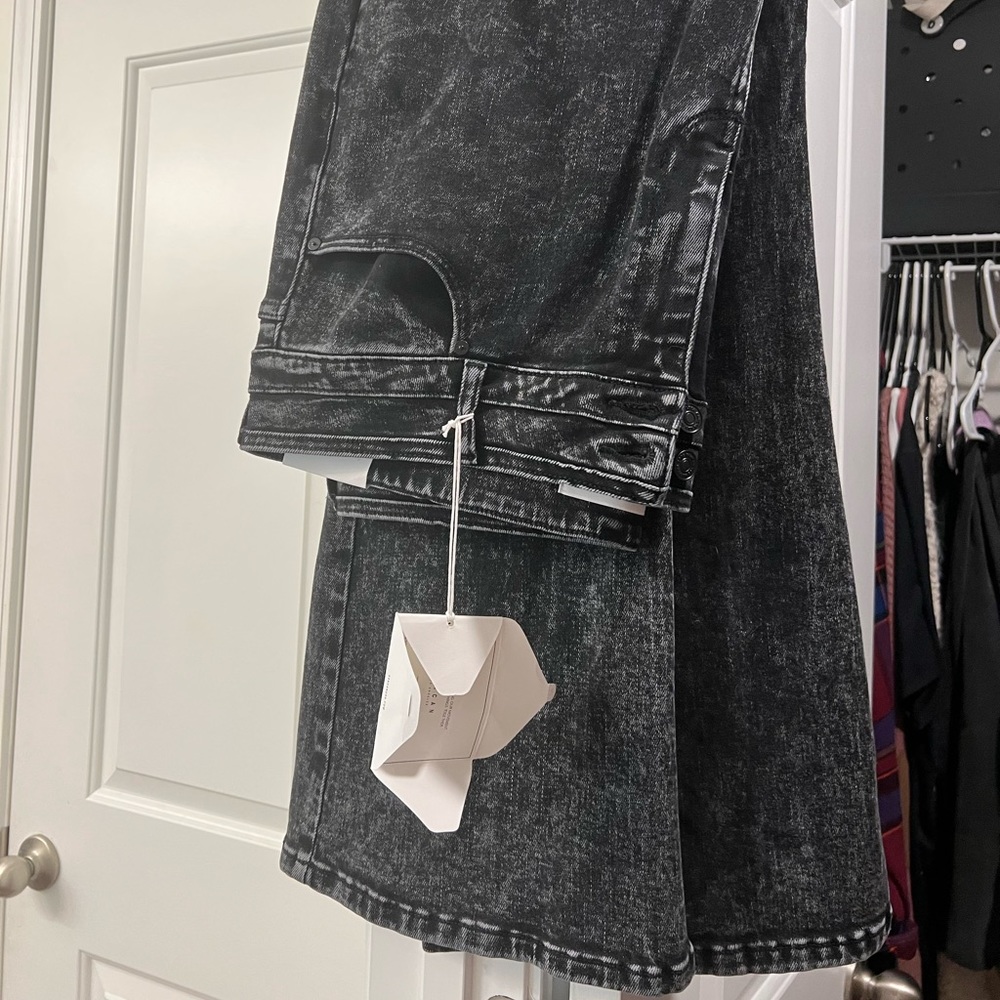 Kancan black acid wash flares